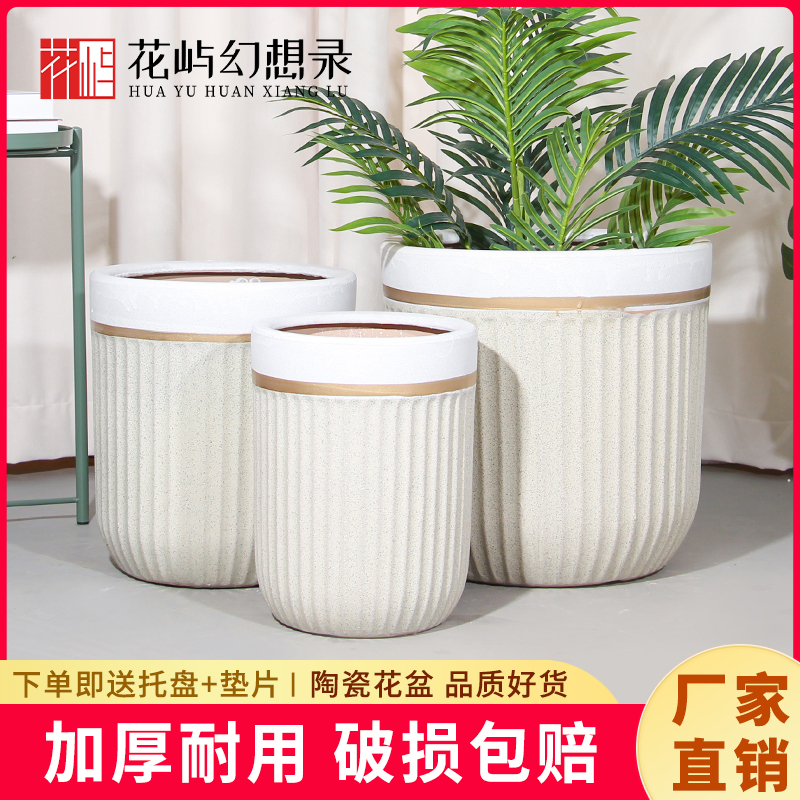 陶瓷花瓶大口径龟背竹天堂乌专用花盆家用客
