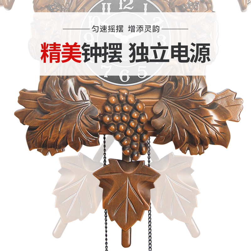 欧式复古壁鹿布谷鸟鹿头壁钟家用装饰挂表时钟报时挂钟静音石英钟