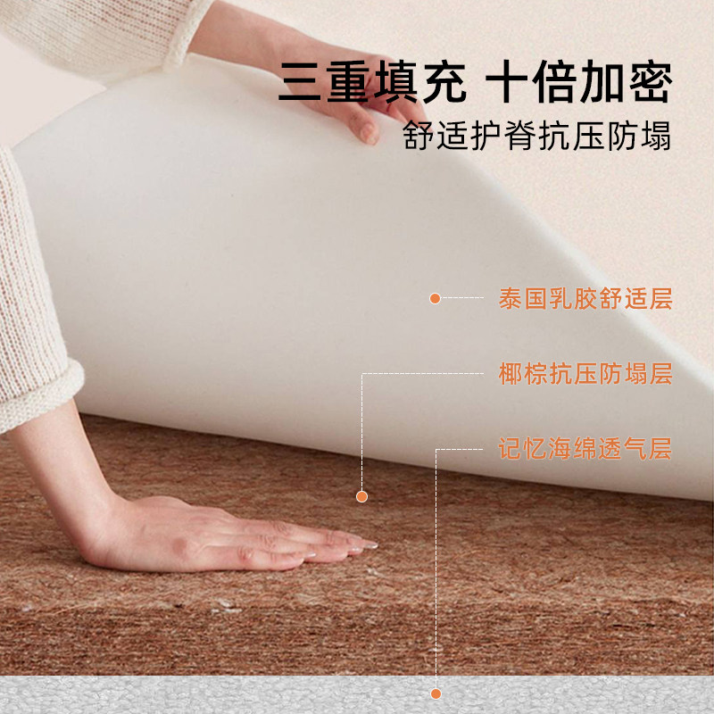 椰棕乳胶垫床垫宿舍学生单人90x190大学专用软垫家用卧室1米5硬垫