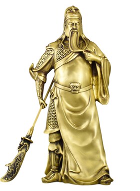纯黄铜关公财神铜像摆件佛像大刀关羽关二爷武财神公司开业礼品