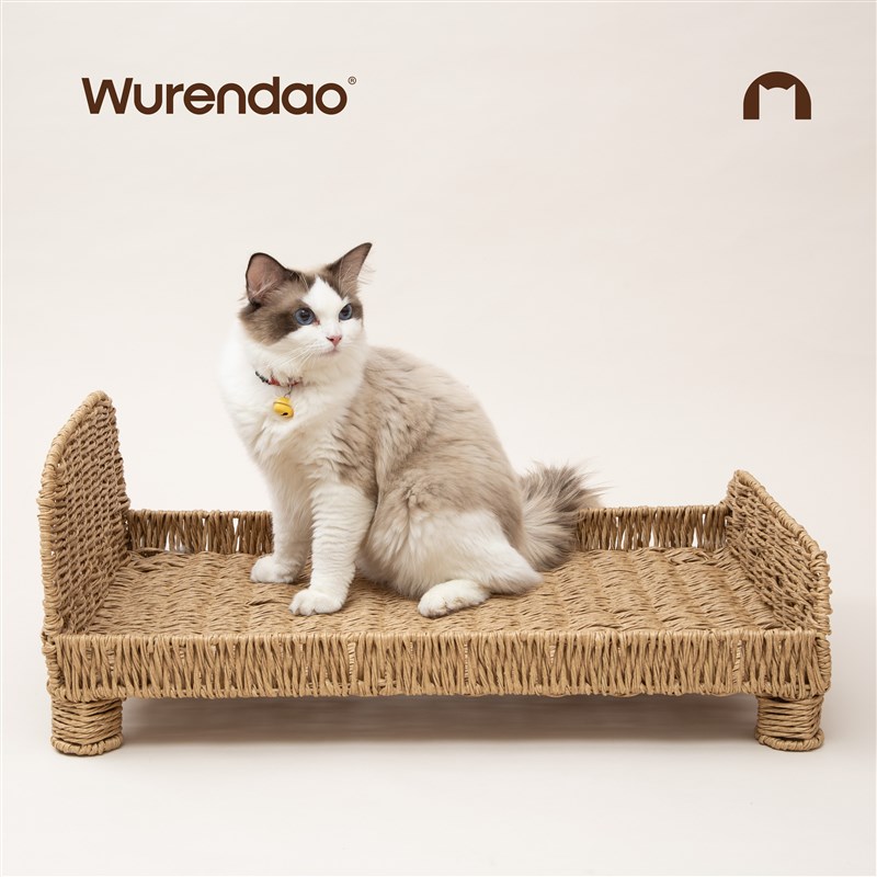 无人岛猫狗床边床四季通用藤编猫窝编织小床
