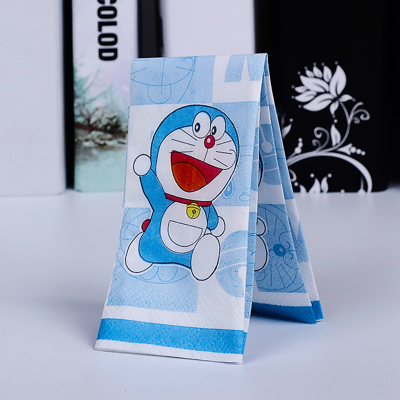 新品小叮当印花手帕纸彩色餐巾纸小包便携纸巾多啦A梦系列40包装