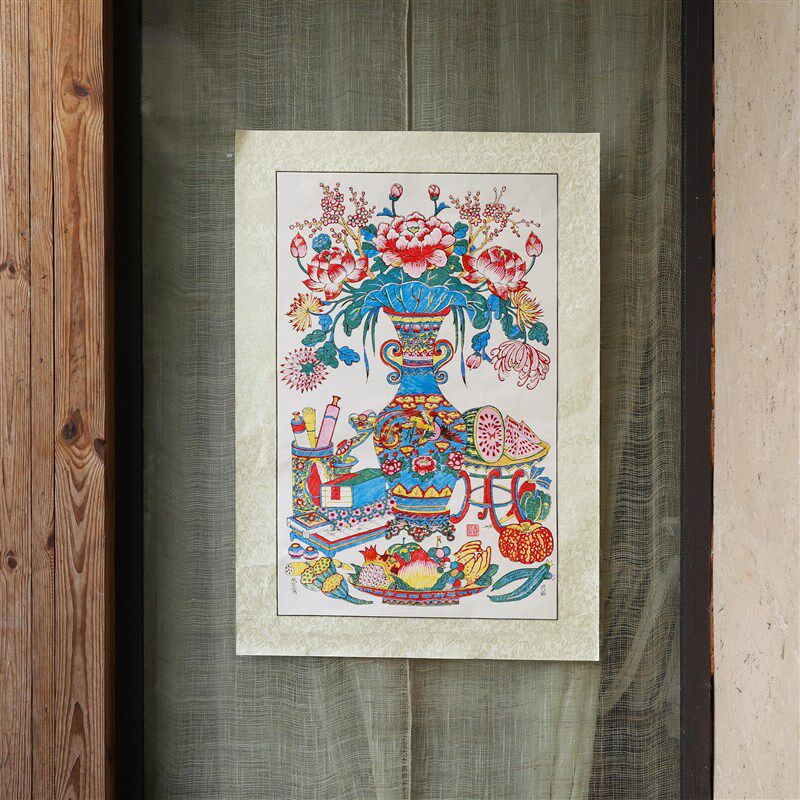 武强木板年画2025新款 居家老式复古怀旧木版年画礼品墙贴画装饰
