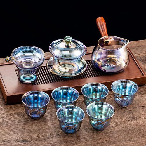 贝彩烧功夫茶具套装耐热玻璃公道杯茶漏盖碗喝茶杯家用高档泡茶杯