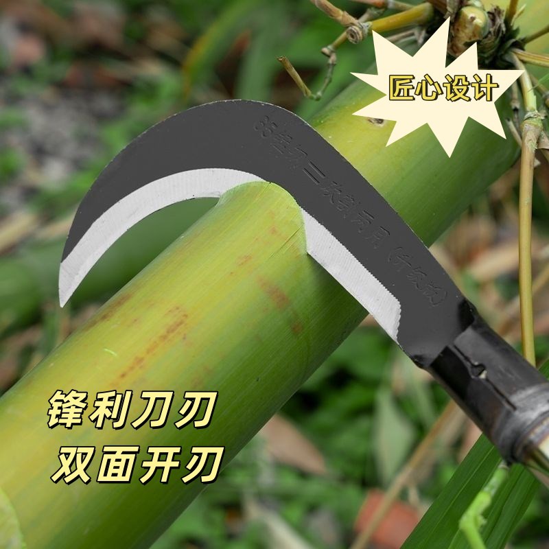 户外多功能镰刀农用锰钢长柄割草镰刀可拆卸砍柴砍树专用弯刀勾刀 - 实物图