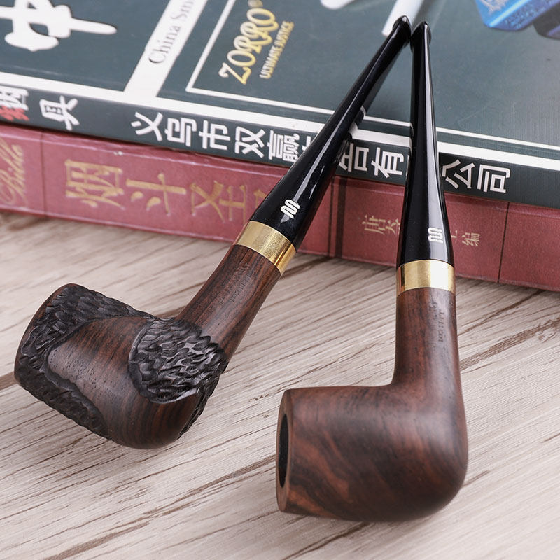石楠木男士直式过滤烟斗老式实木旱烟斗烟锅烟袋锅烟丝烟草专用