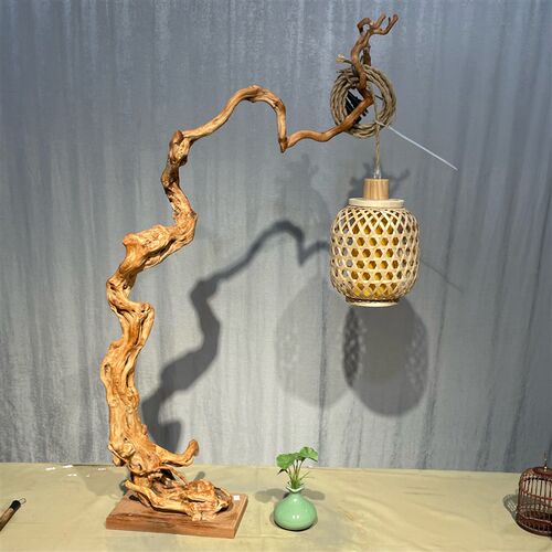 风化枯木摆件杜鹃根艺崖柏树根雕蝈蝈笼鸟笼挂架客厅玄关装饰品
