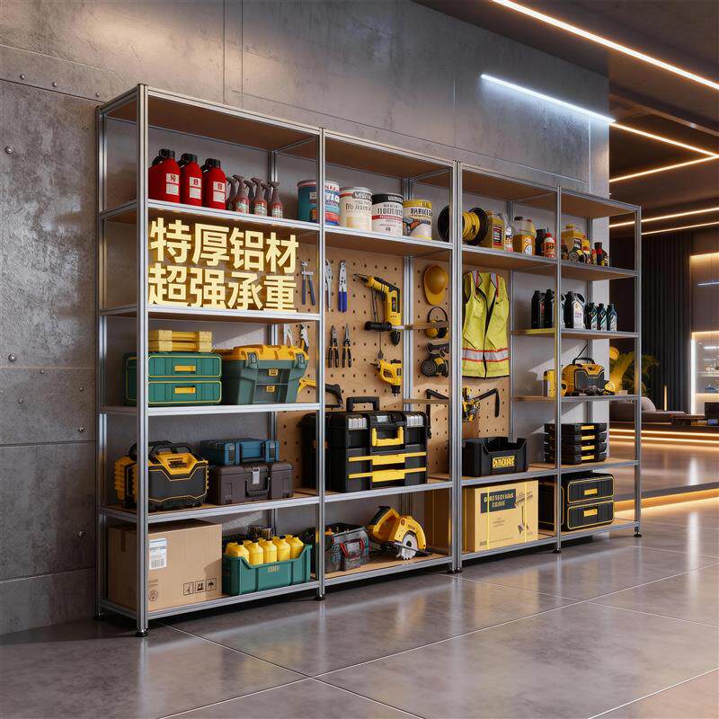 工业风铝型材多层隔板置物架工具箱展示架货架样品储物收纳柜落地