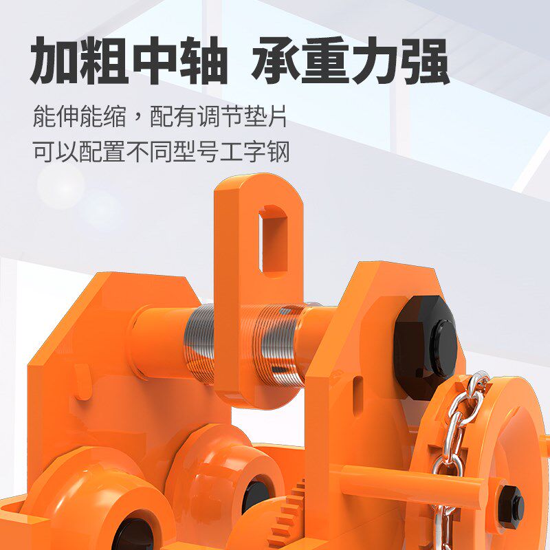 上海沪工手推手拉小车单轨吊工字钢滑轮滑车3/5/10吨手动带链条