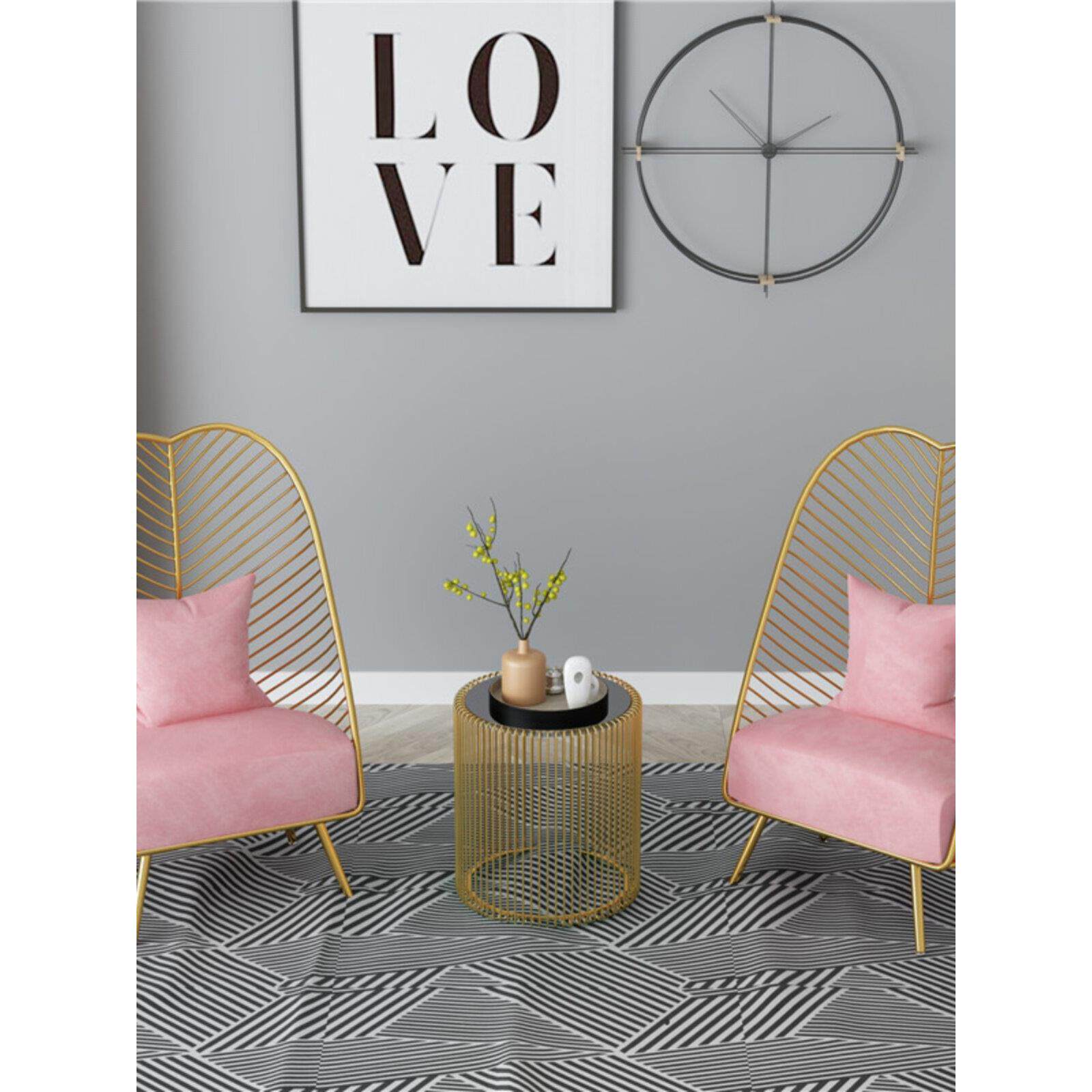 粉色芭蕉叶沙发椅铁艺沙发网红ins款北欧创意单人现代小形沙发