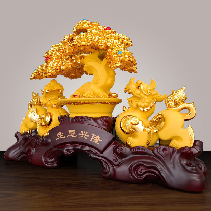 招财旺财摇钱树貔貅摆件一对发财树聚宝盆店铺收银柜台摆设开业礼