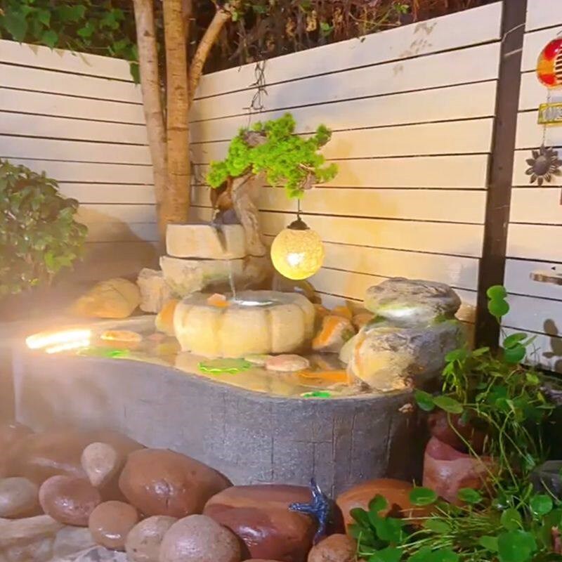 庭院鱼池景观别墅中式田园玄关流水摆件景观鱼缸院子造景阳台鱼池