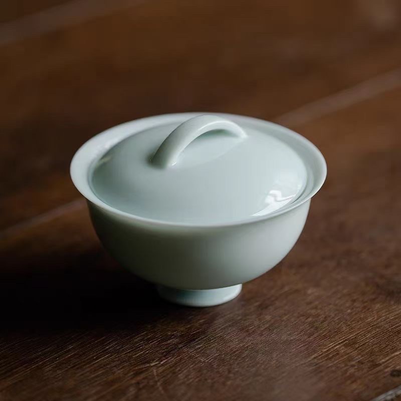 影青盖碗两才盖杯白瓷茶盏陶瓷功夫茶具茶碗岩茶红茶盖碗小容量