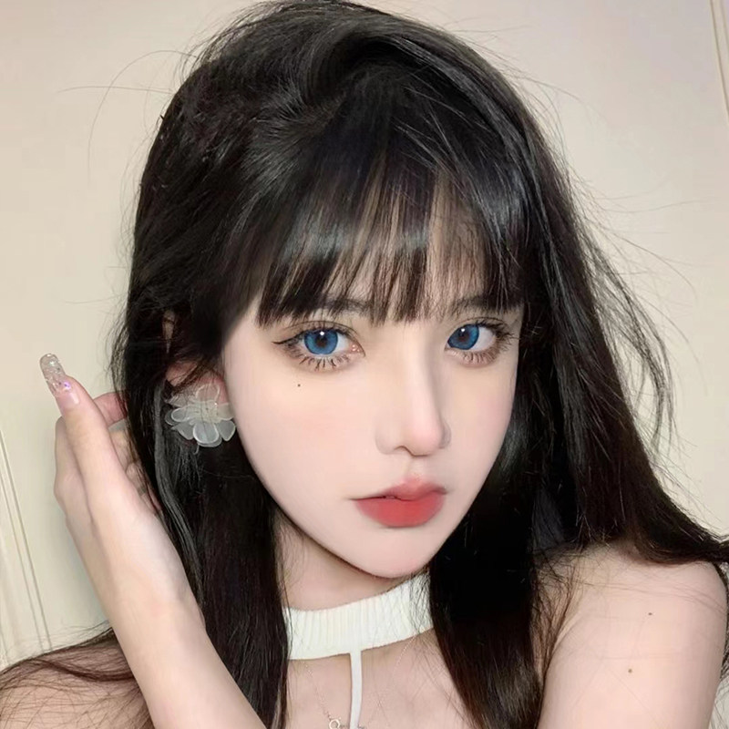 漫画假刘海女自然前额隐形无痕真发假刘海网红圆脸头帘齐刘海发片