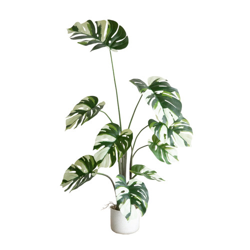 北欧仿真绿植假树植物盆栽白锦龟背竹室内家居客厅落地装饰摆件
