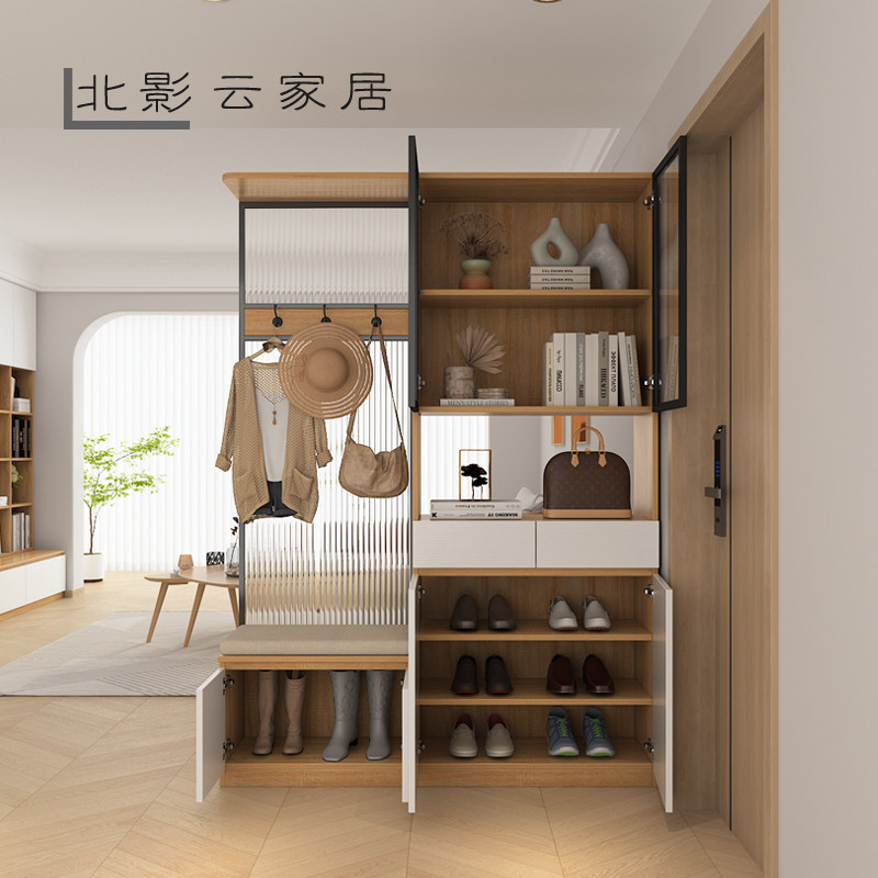 定制屏风鞋柜小户型入户玄关隔断柜间厅柜北欧门厅柜衣帽架换鞋凳