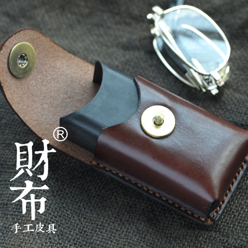 磁扣真皮折叠镜老花眼镜皮套老人折叠眼镜盒