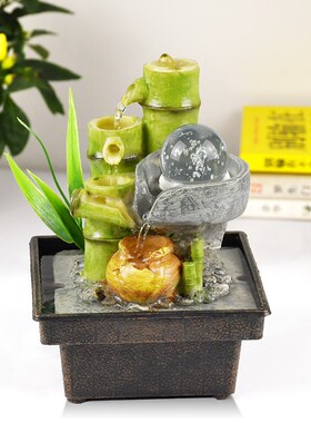 客厅小型流水生财摆件循环水桌面招财风水轮加湿喷泉装饰送礼物品