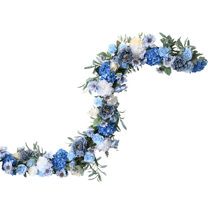 蓝色仿真花藤条空调管道遮挡缠绕装饰门框壁挂花艺手编垂吊假藤蔓