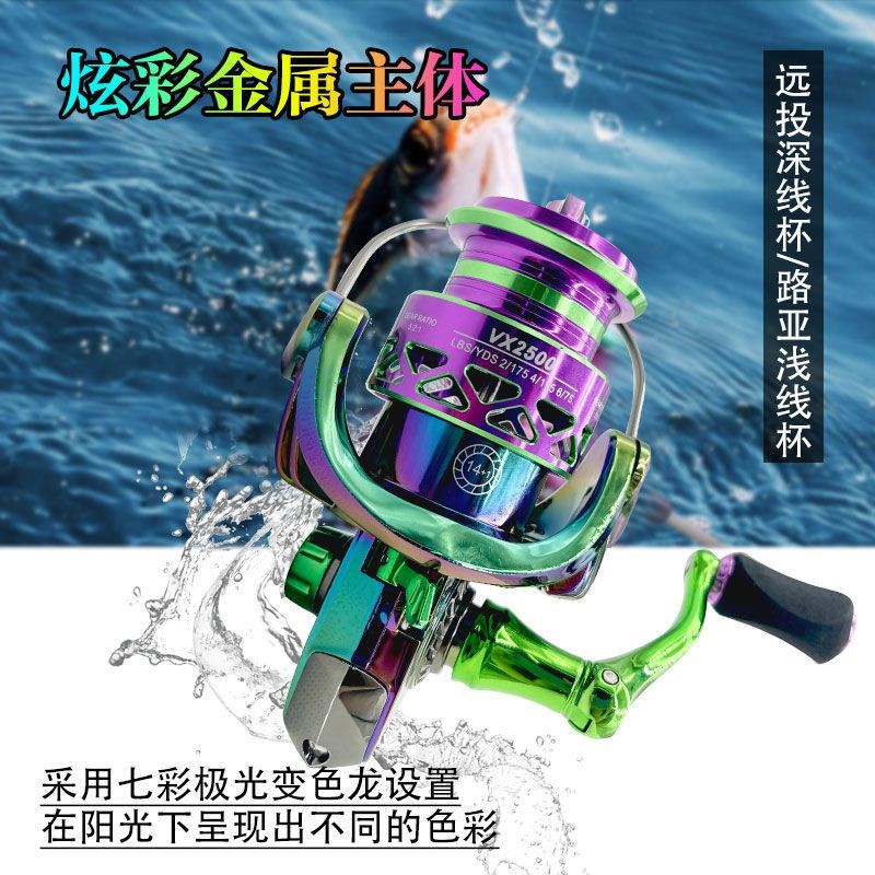 迷你炫彩纺车轮小型号渔轮马口矶钓轮掌中宝微物轮送纺车轮平衡杆