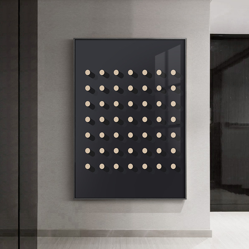 黑白玄关立体装饰画客厅沙发背景墙挂画高级感3d几何餐厅墙面壁画
