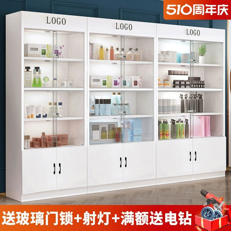 玻璃展示柜带锁商用玻璃门货柜礼品柜化妆品产品展柜美容院柜子