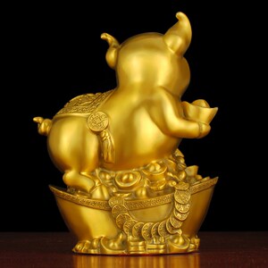 铜猪摆件吉祥物元宝发财猪西北缺角补角富足常乐工艺品礼物