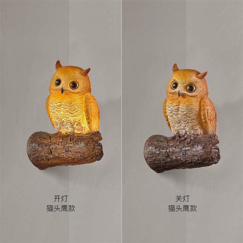 彼莎动物挂壁灯具猫头鹰鹦鹉创意个性艺术装饰墙户外复古走廊过道