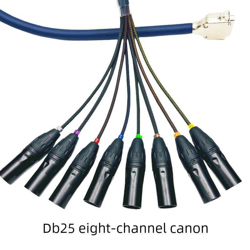 定制DB25辫子线8通道卡农音频TRS信号平衡线录音声卡模拟数字AES