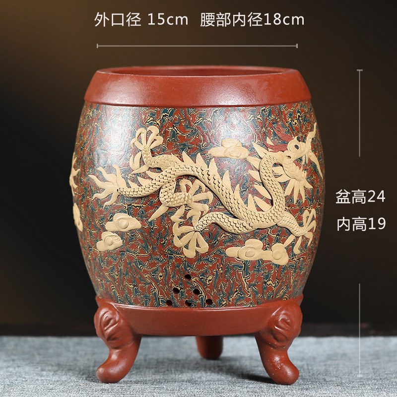 宜兴紫砂盆君子兰花盆创意花盆名家手工个性特色花盆兰花花盆