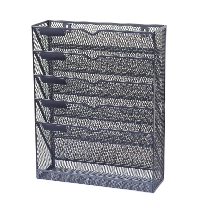 桌面多层A3A4文件收纳架报刊书本杂志资料整理栏文具架铁艺壁挂架图片