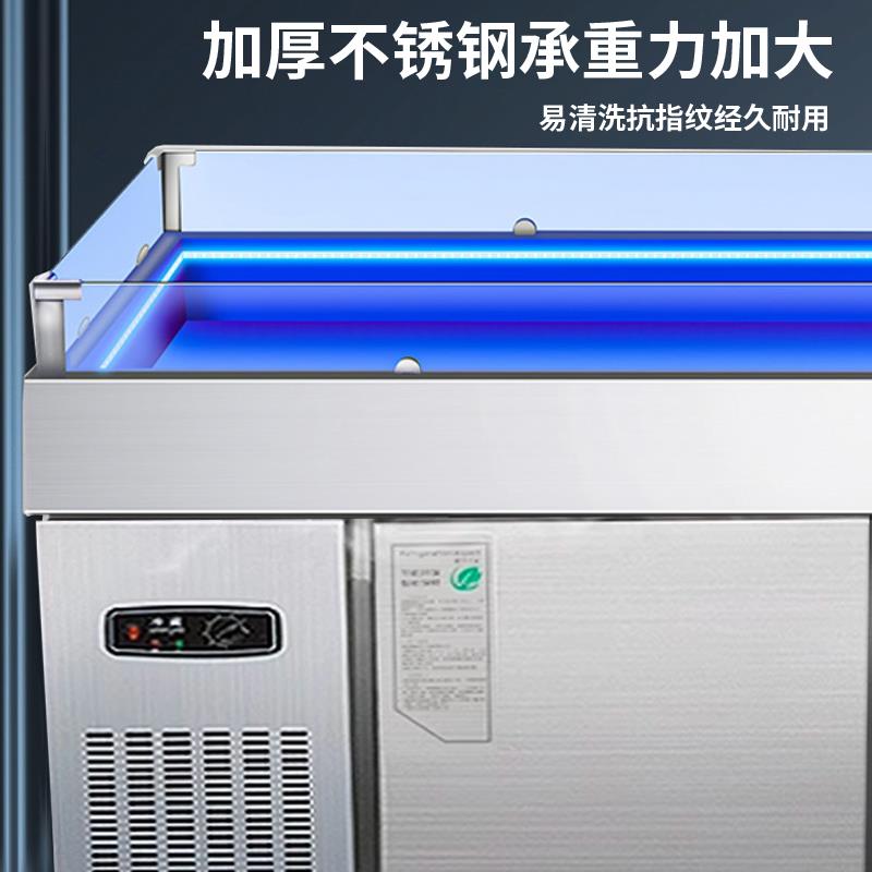 海鲜冰台商用冷藏展示柜超市冰鲜台饭店自助点菜柜卧式保鲜冷冻柜