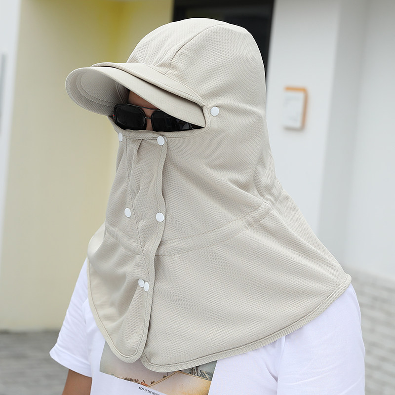 遮阳帽子夏季男士钓鱼帽户外骑行防晒头套面罩全脸防紫外线太阳帽