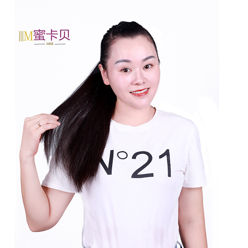 假发女马尾真人发丝抓夹绑带式真发短发长直发马尾辫自然逼真包邮