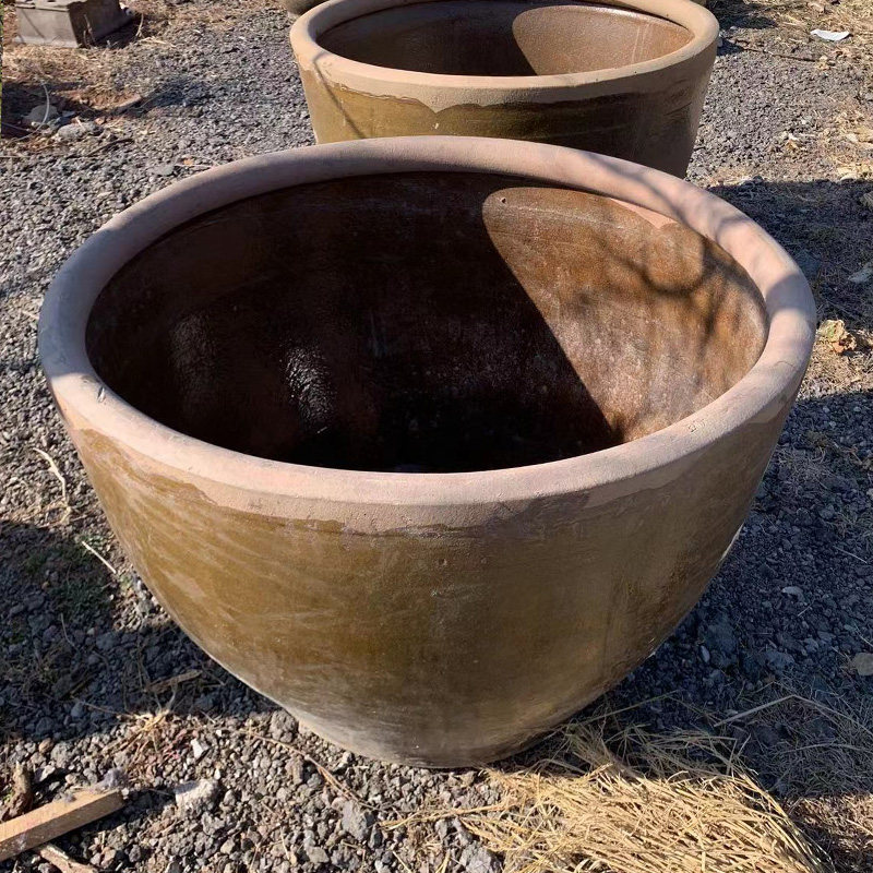 老式大水缸储水家用陶瓷大号养鱼瓦缸粗陶缸陶土小瓷睡莲盆腌菜缸