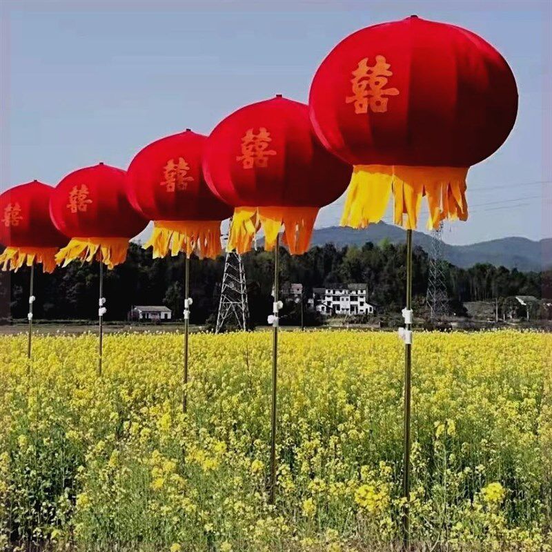 灯笼充气气模支架立柱空飘红白喜事户外条幅新型拱门气球殡葬升空