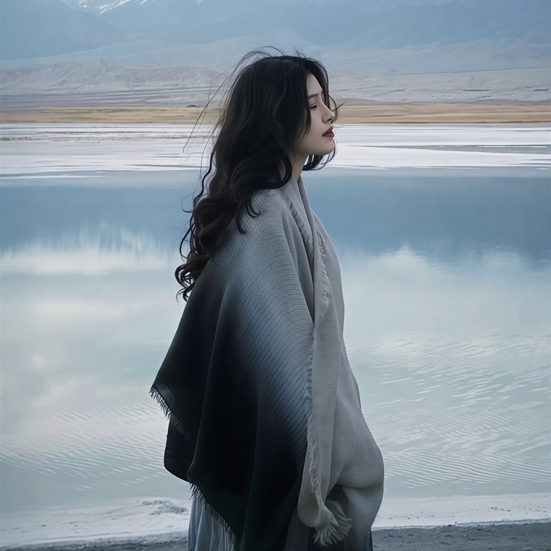 川西渐变薄款针织围巾2025新款棉麻民族风披肩女外搭云南旅游披巾