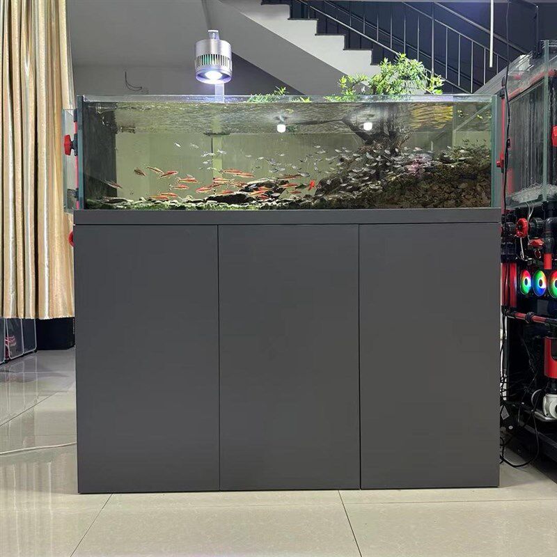 鱼缸水族箱超白溪流缸实木柜铝合金柜底滤缸定制长方形墙体屏风缸