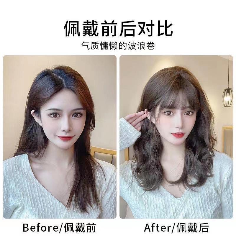 羊毛卷短发假发女自然全头套短卷发造型减龄中长发锁骨发型假发套
