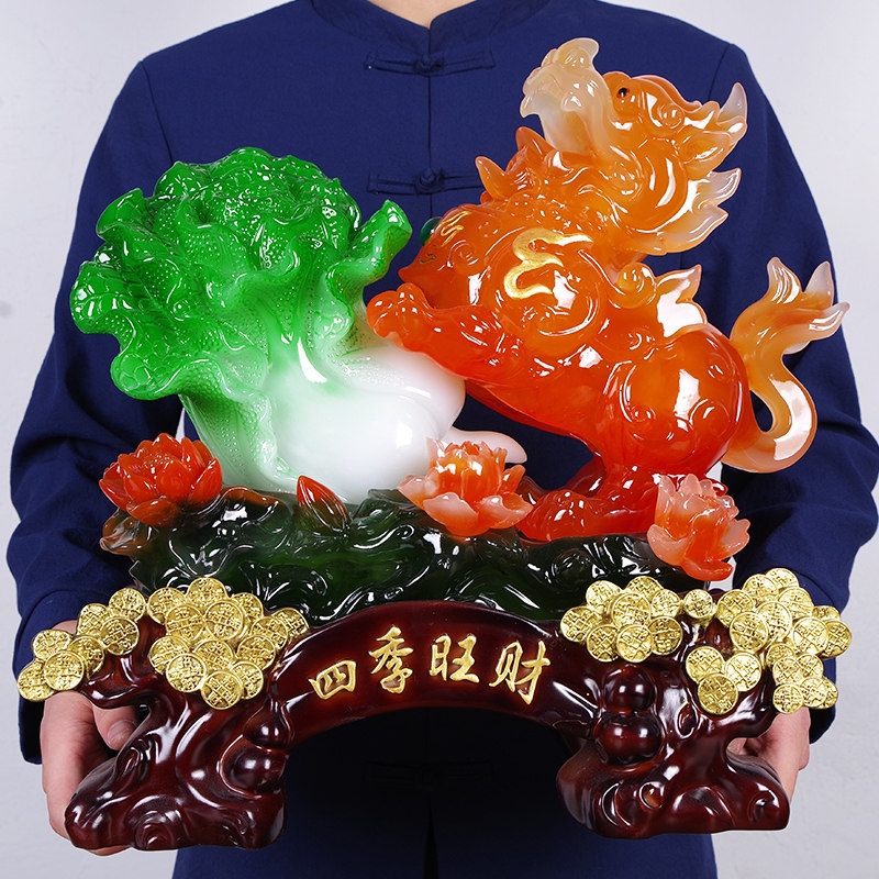 貔貅摆件招财镇宅玉白菜店铺开业礼品送礼客厅办公室收银柜台装饰