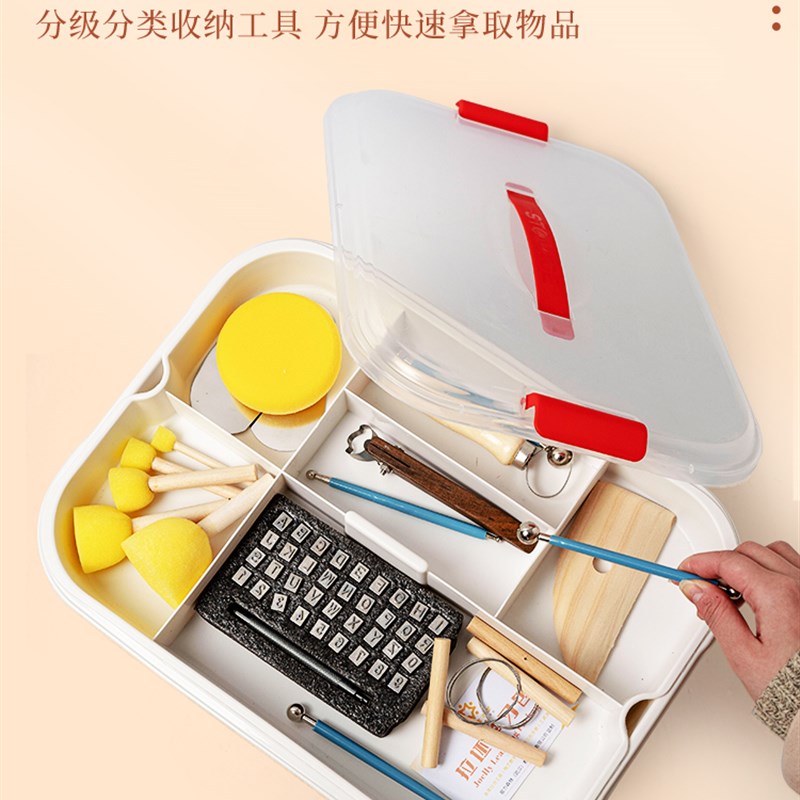 陶艺拉坯学习包塑料带盖收纳盒学校陶吧学生培训工具套装水流星