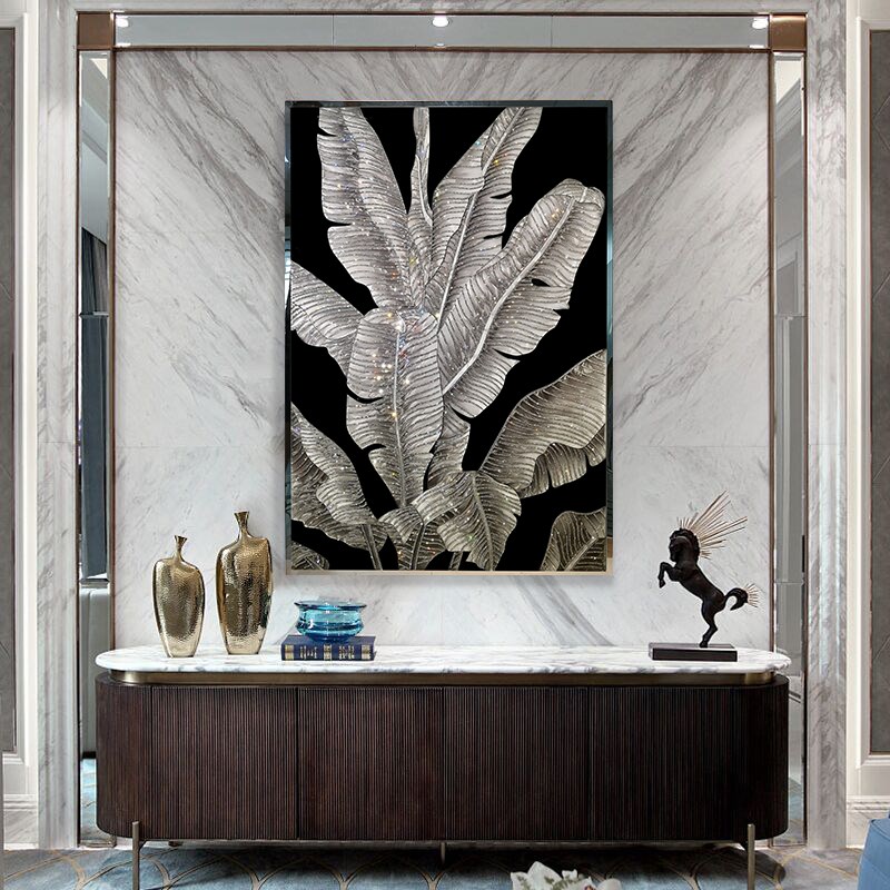 珐琅彩装饰画入户玄关客厅现代轻奢挂画餐厅卧室别墅走廊手绘壁画