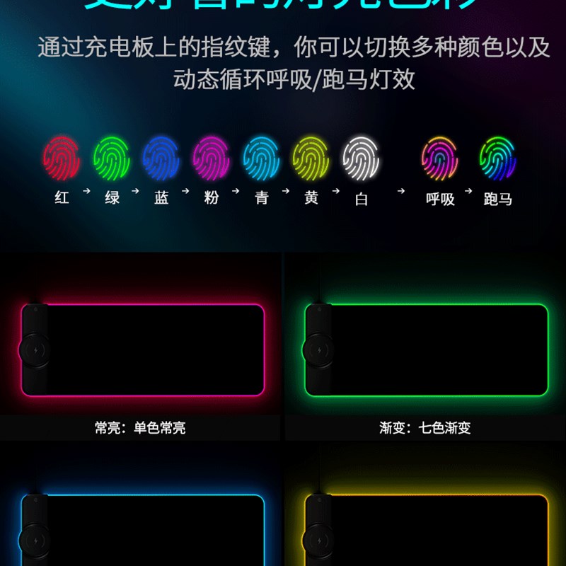 【新品】外星人无线充电RGB发光鼠标垫电竞游戏桌垫超大织物防滑
