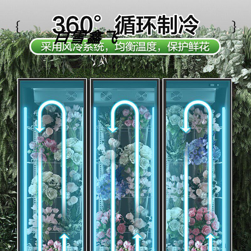 鲜花保鲜柜展示柜商用冷柜冷藏柜三门花店专用花墙鲜花柜风冷
