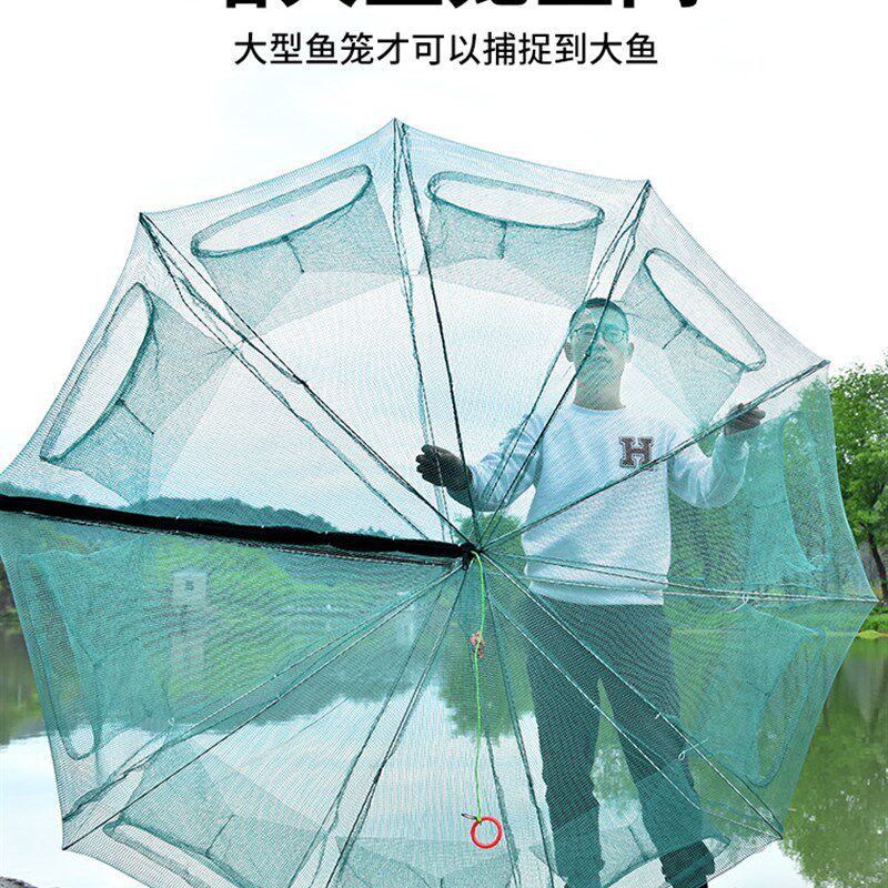 大鱼渔网捕鱼笼折叠鱼只进不出网黄鳝泥鳅虾笼龙虾网笼螃蟹捕鱼笼