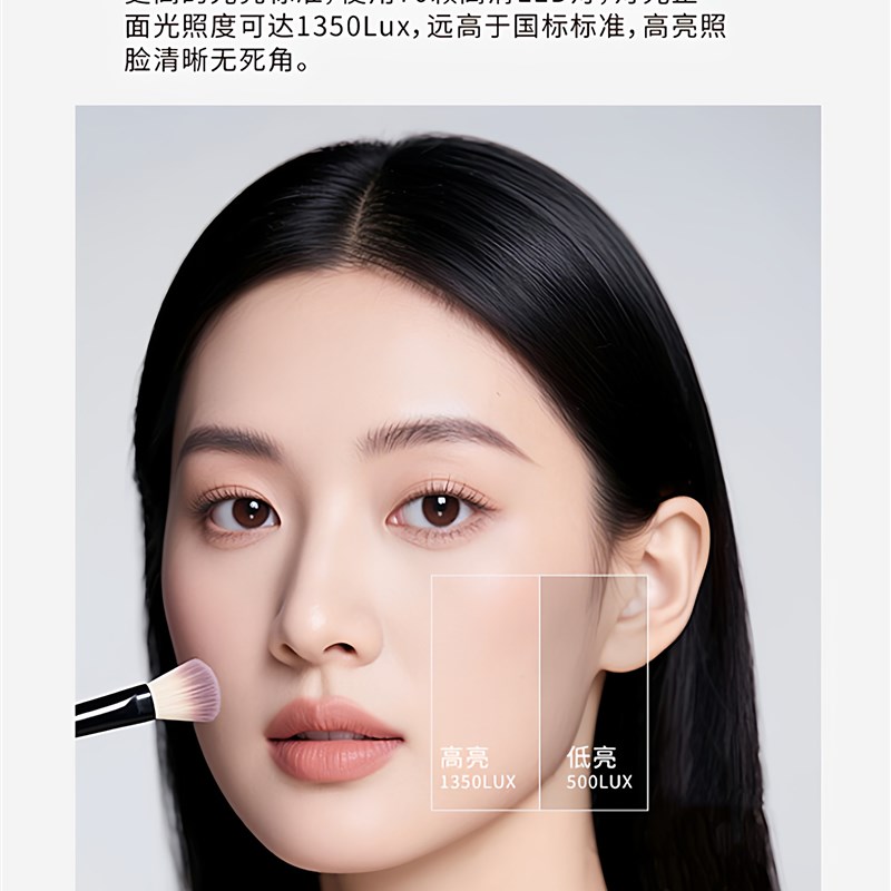 轻奢台式圆镜高级梳妆台镜子桌面立式化妆镜主卧化妆台镜子智能镜