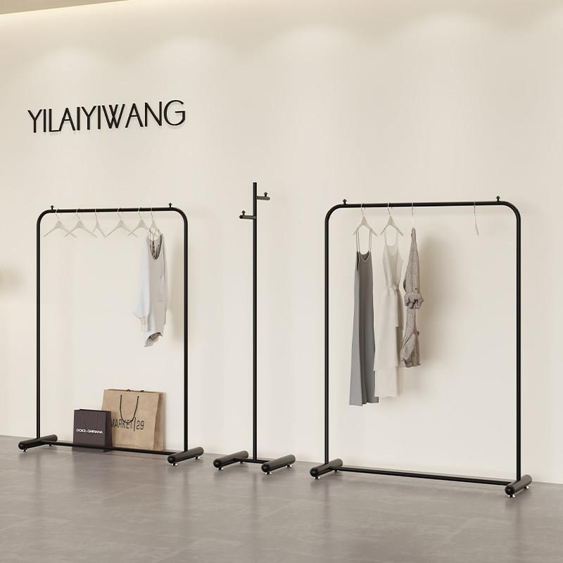 服装店展示架落地式简约黑色货架衣服挂衣架女装店专用衣架陈列架