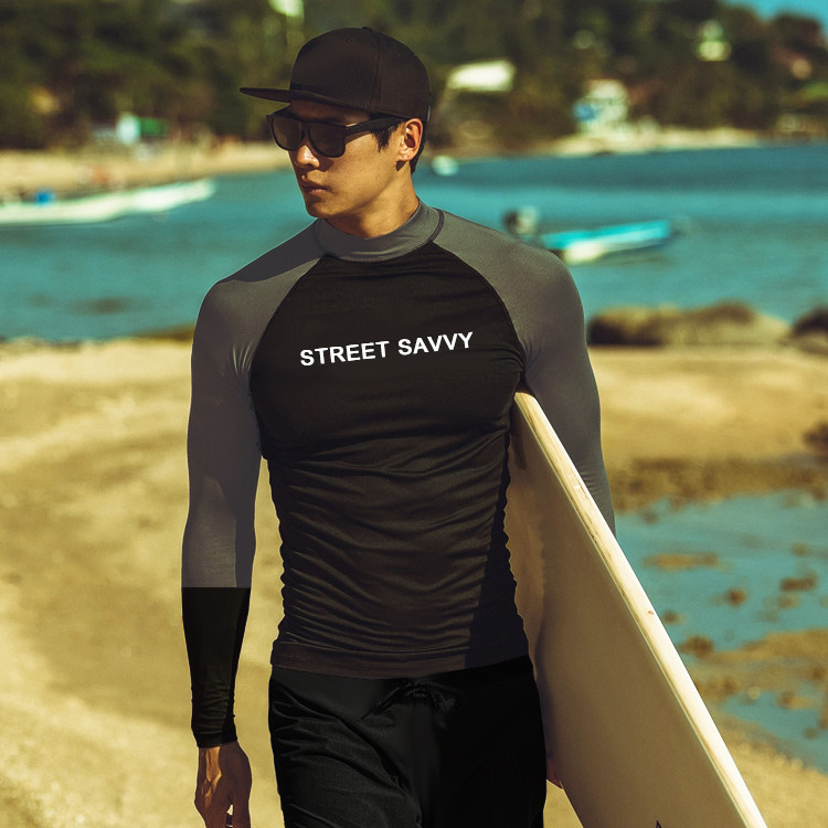 男士潜水服防晒游泳衣水母服长袖浮潜冲浪服分体速干漂流套装大码