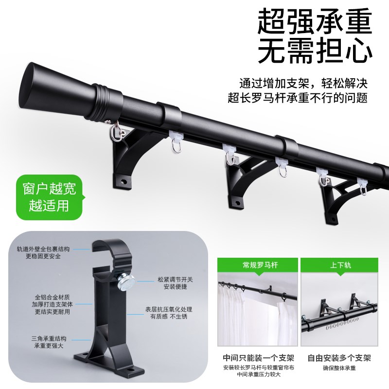 欧式窗帘布窗帘杆 窗帘滑轮双方轨道 铝合金承重滑轨 窗帘罗马杆