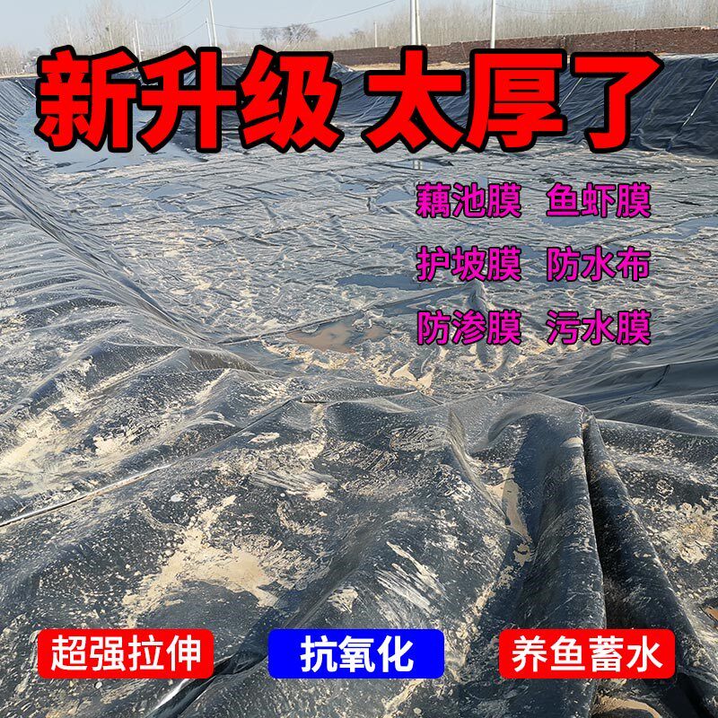 养殖专用防渗膜池塘防水布鱼池鱼塘用黑膜黑色加厚hdpe土工膜1.5